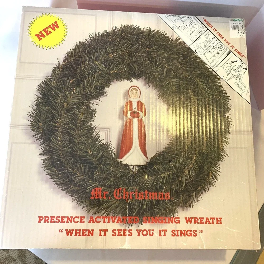 Vintage Mr Christmas Motion Activated Singing Wreath Indoor/Outdoor -Tested!!